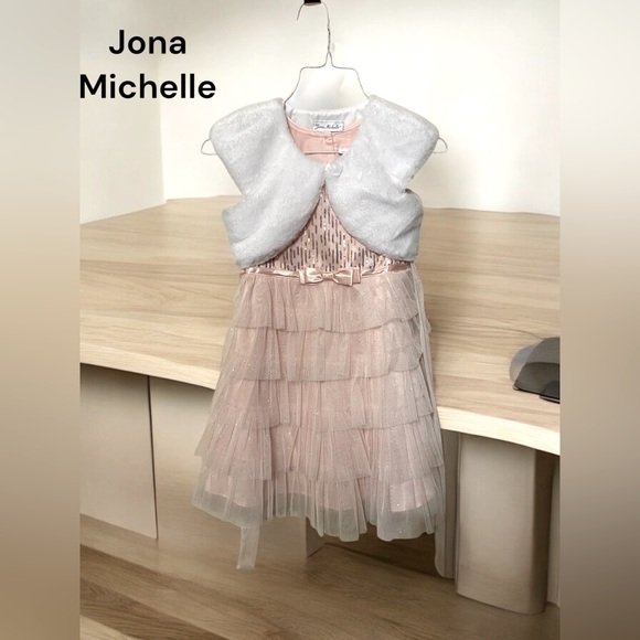 Jona Michelle Other - Jona Michelle Sz 5 pink dress white vest sleeveless sequin low waisted